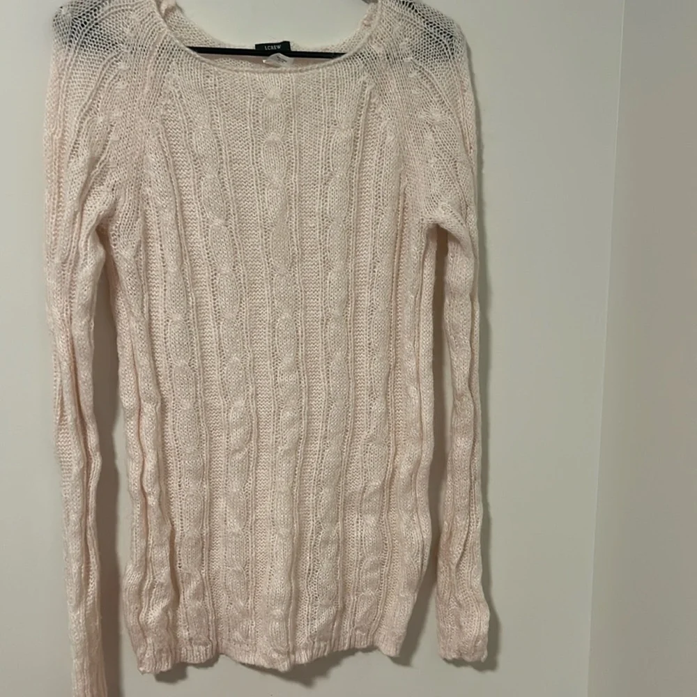 J Crew Isle Knit 21% Mohair 6% Wool Long Sweater Size Medium Fall Winter